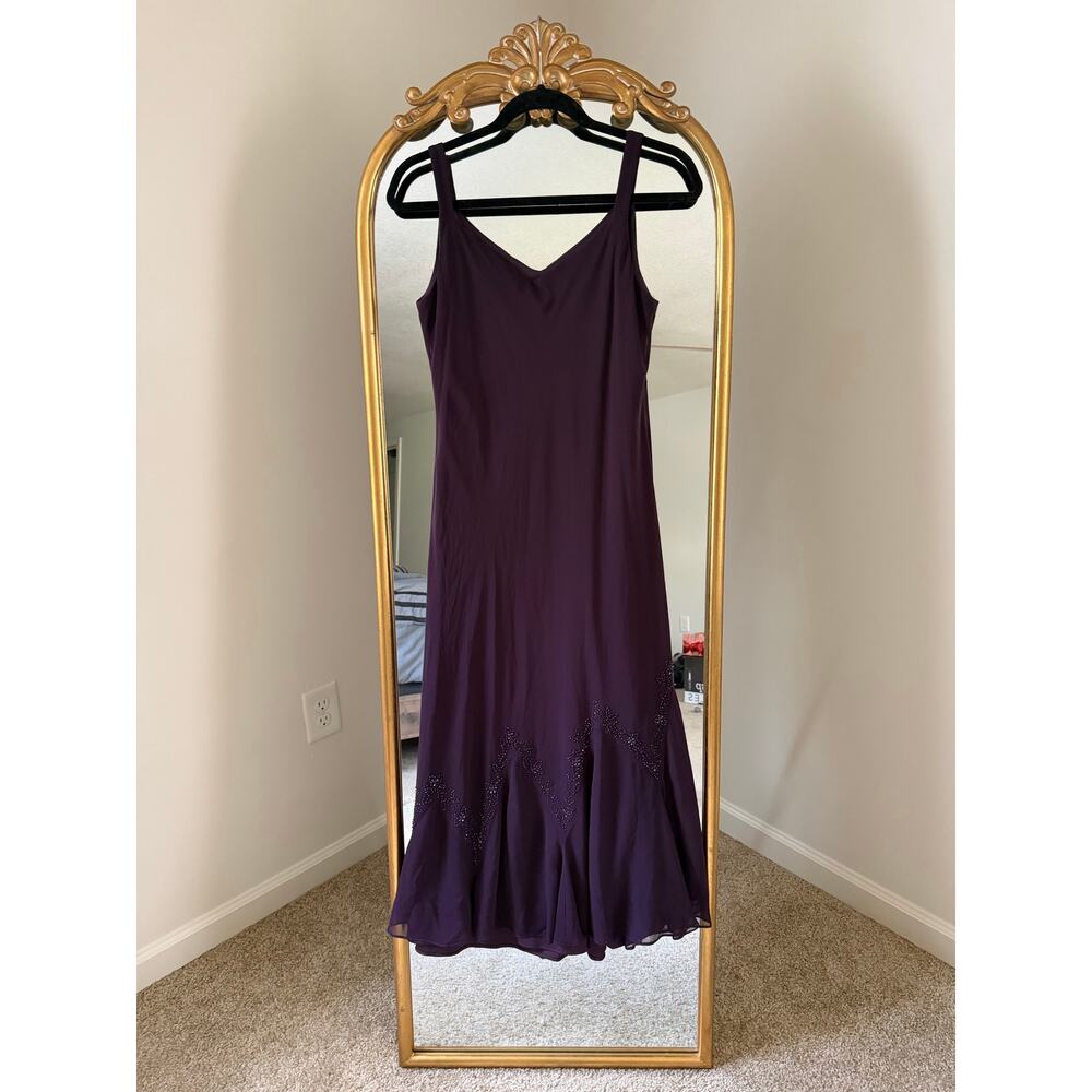 Vintage Y2K 90s David's Bridal Purple Beaded Whimsigoth Dress - Picture 11 of 15